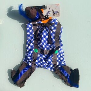 New small pet dog cat Oktoberfest set costume vest headpiece hat blue